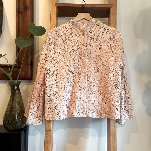 NWT - SZ L Jack by BB Dakota Pink Wild Heart Lace Top! - Picture 8 of 8